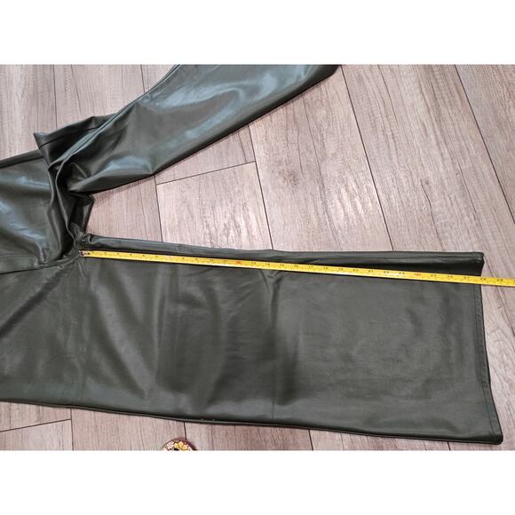 Joe's Faux Leather Wide Leg Ankle Pants Women's Hunter Green Size 34 x 28 NEW - Picture 9 of 10